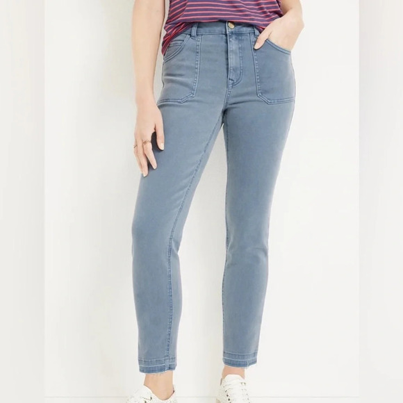Maurices Slate Blue Patch Pocket High Rise Slim Straight Ankle Jeans 12 Women’s - Picture 1 of 13